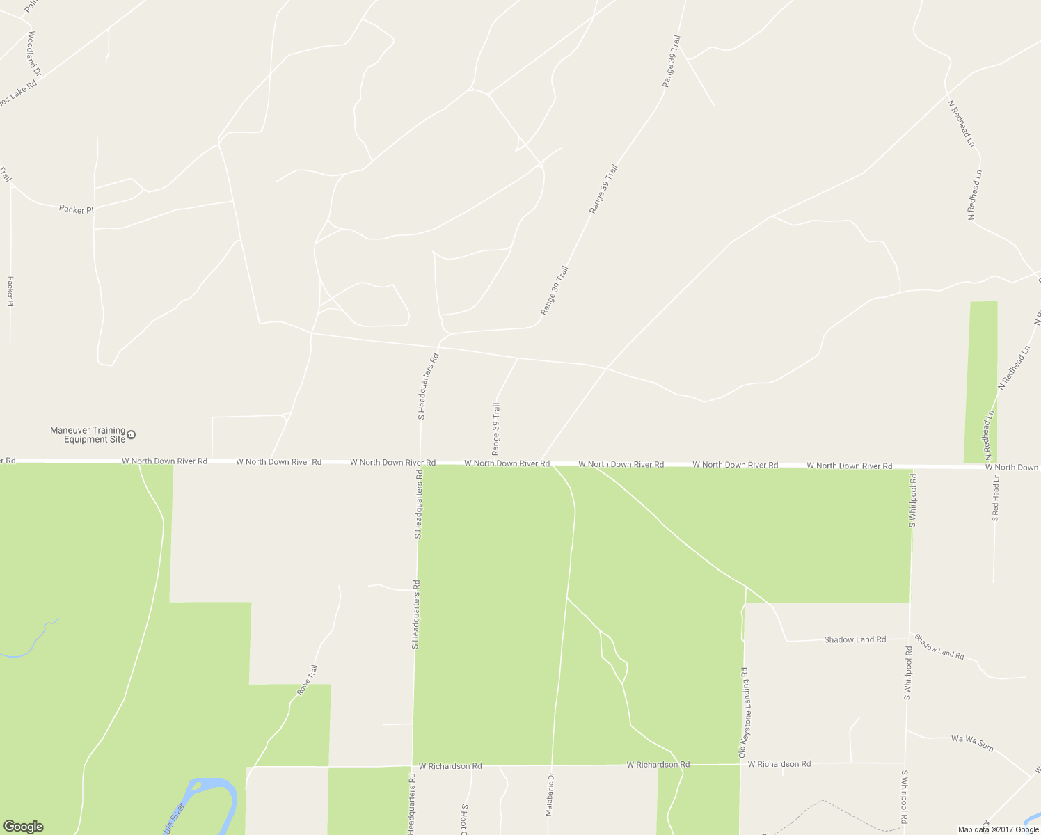 map of restaurants, bars, coffee shops, grocery stores, and more near Range 39 Trail in Grayling