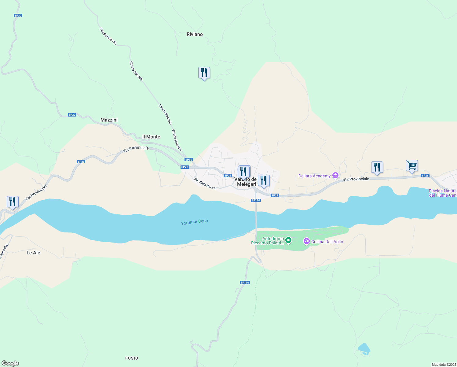 map of restaurants, bars, coffee shops, grocery stores, and more near 5 Piazza Micheleangelo in Varano de' Melegari