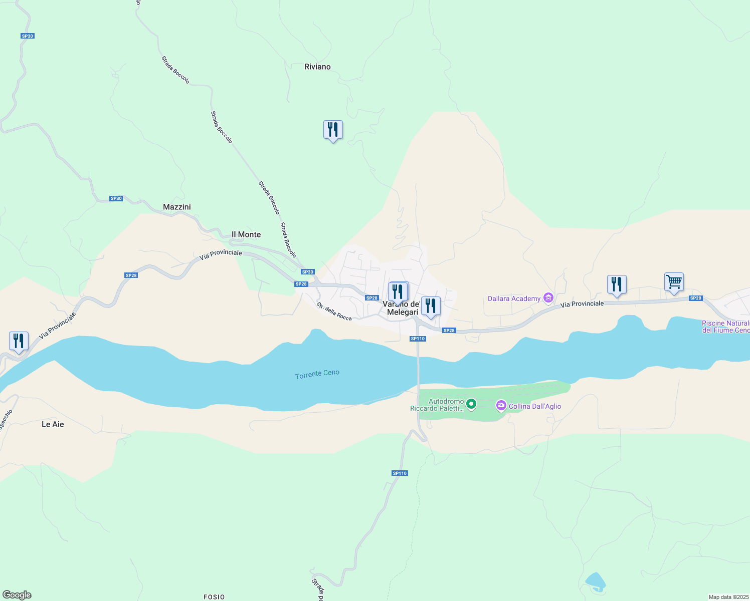 map of restaurants, bars, coffee shops, grocery stores, and more near 5 Piazza Micheleangelo in Varano de' Melegari