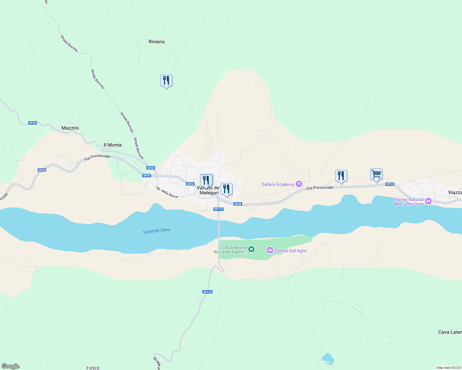 map of restaurants, bars, coffee shops, grocery stores, and more near 2 Via Leonardo da Vinci in Varano de' Melegari