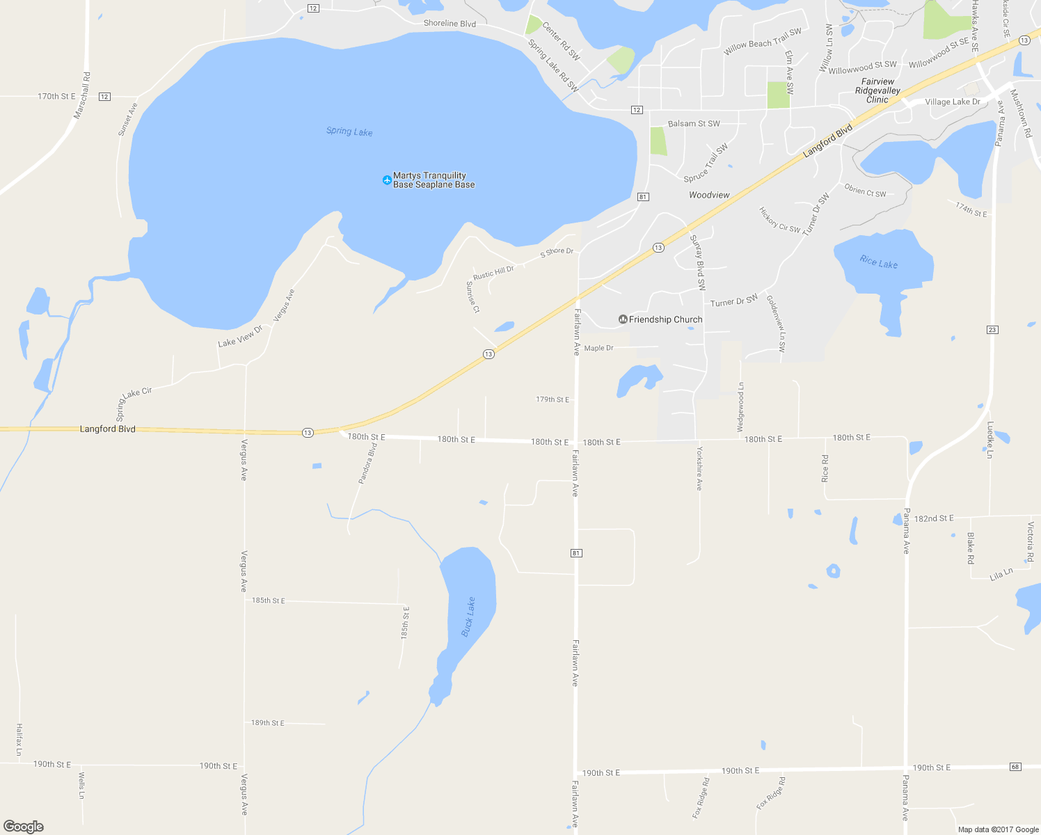 map of restaurants, bars, coffee shops, grocery stores, and more near 2866 180th Street East in Prior Lake