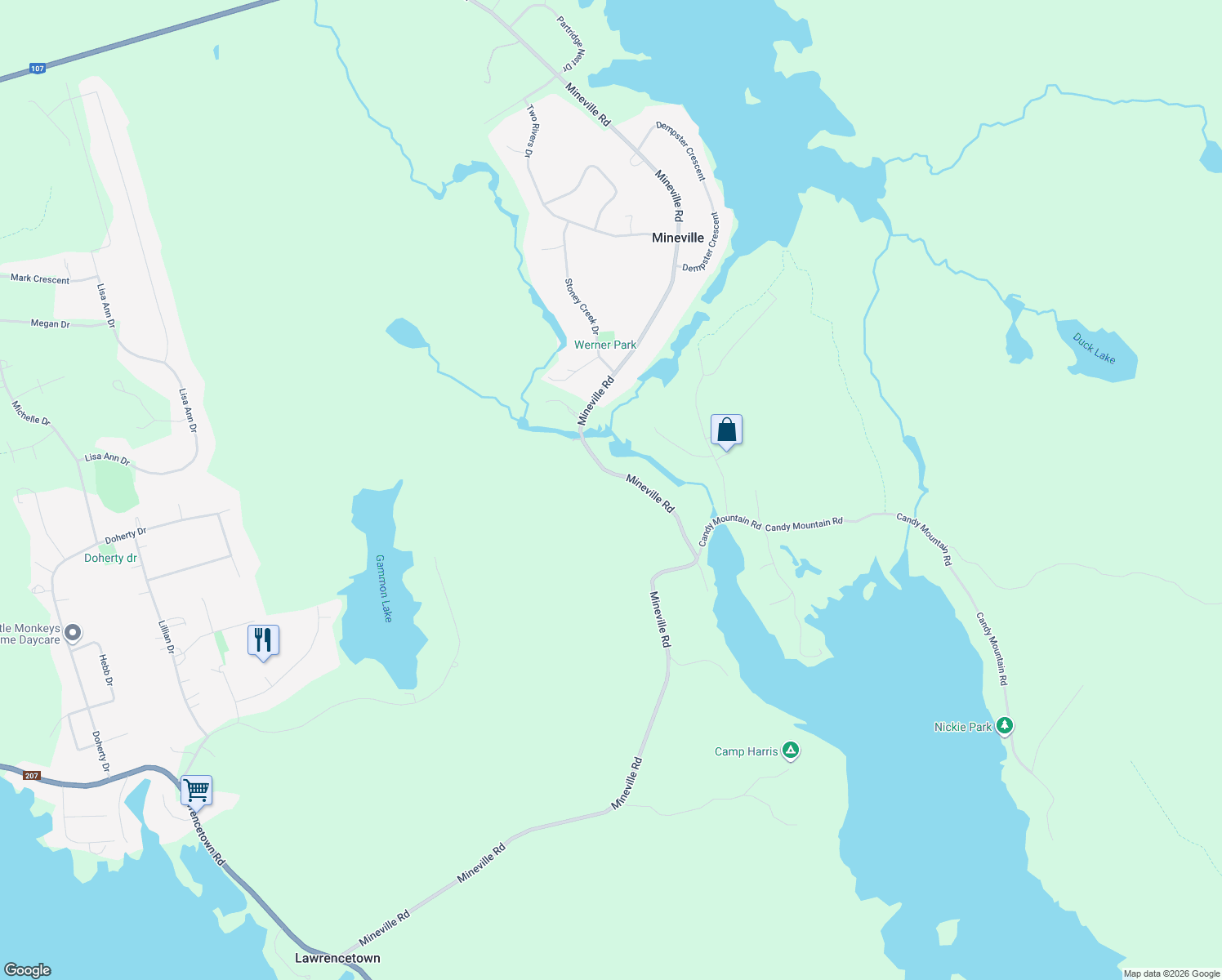 map of restaurants, bars, coffee shops, grocery stores, and more near 883 Mineville Road in Mineville