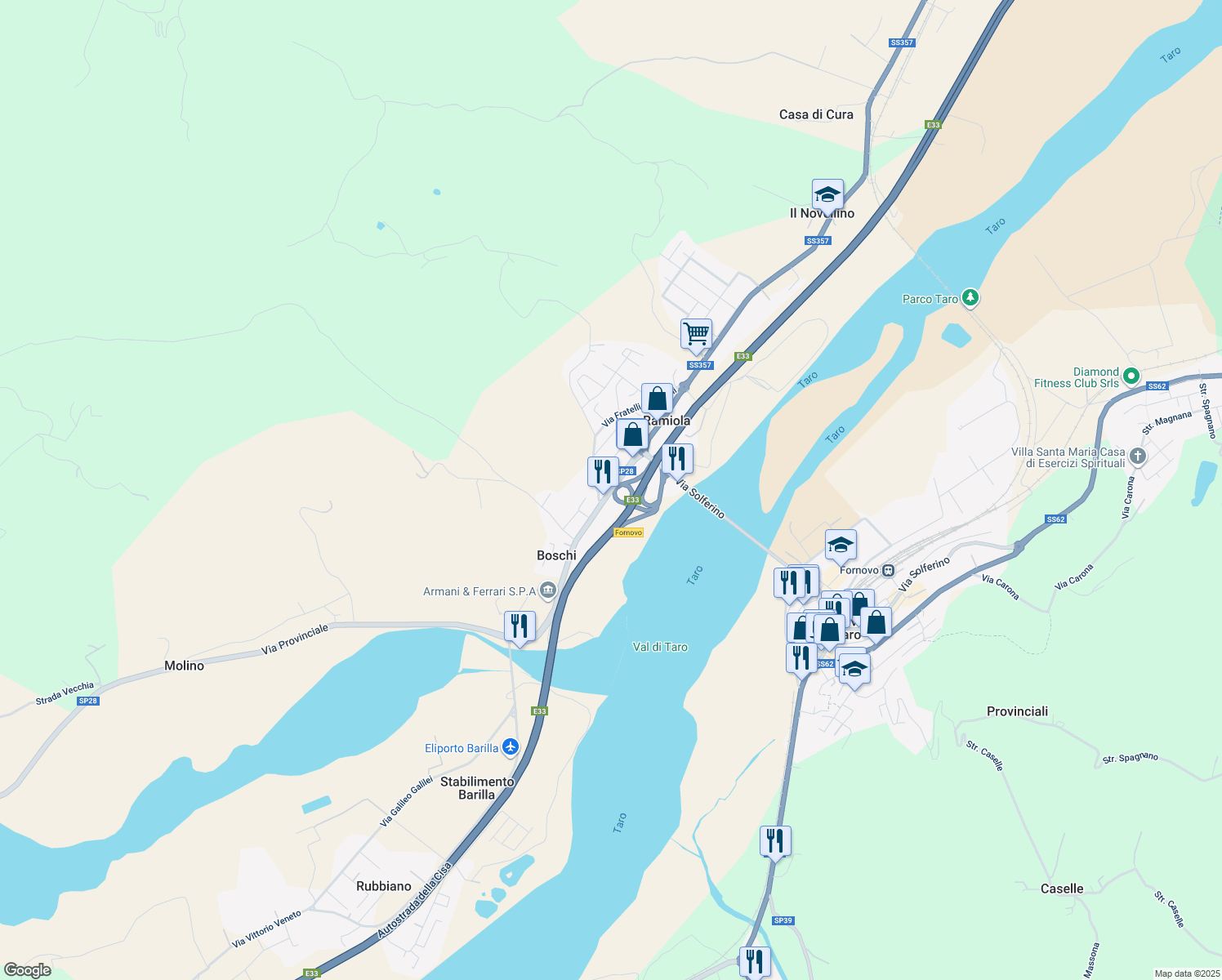 map of restaurants, bars, coffee shops, grocery stores, and more near in Ramiola