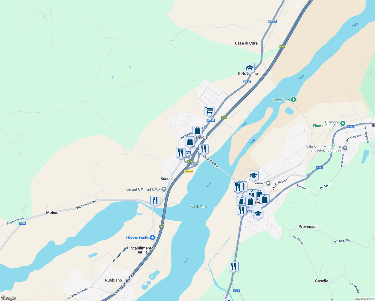 map of restaurants, bars, coffee shops, grocery stores, and more near in Ramiola