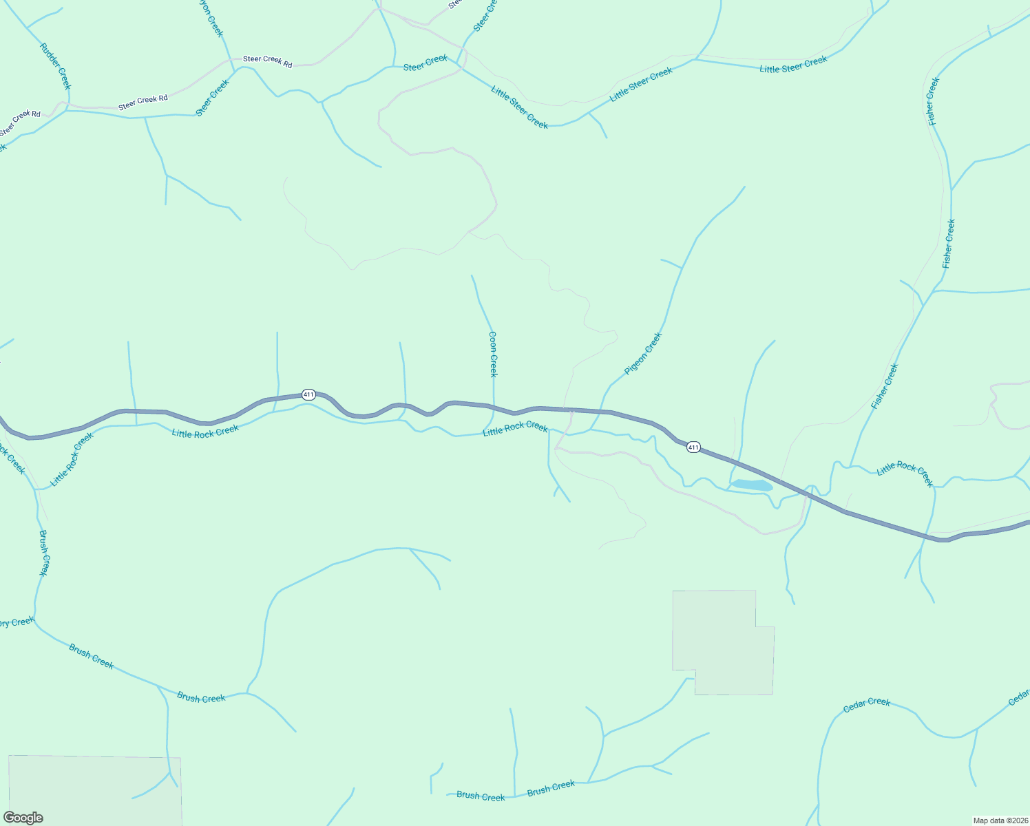 map of restaurants, bars, coffee shops, grocery stores, and more near State Highway 411 in Lincoln County