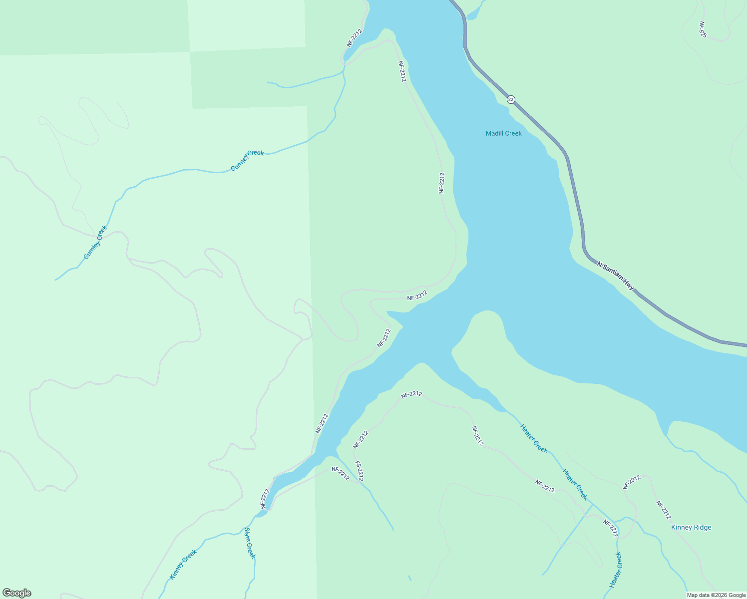 map of restaurants, bars, coffee shops, grocery stores, and more near National Forest Development Road 2212 in Gates