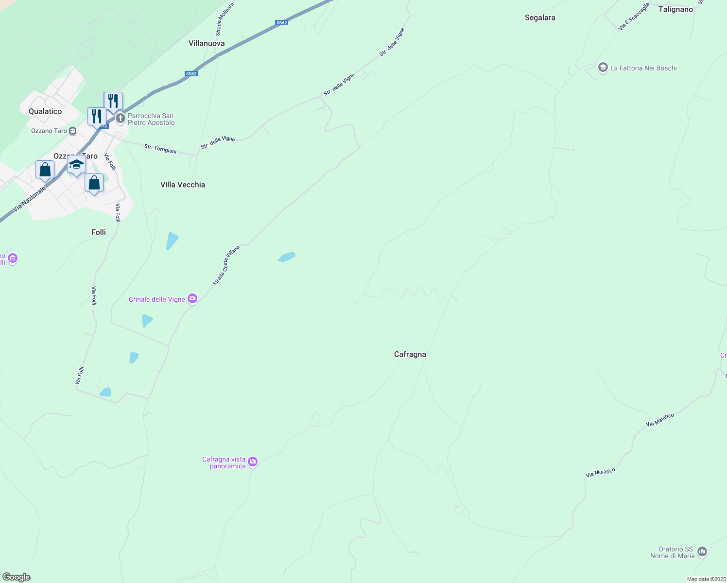 map of restaurants, bars, coffee shops, grocery stores, and more near 14 Strada della Casella in Provincia di Parma