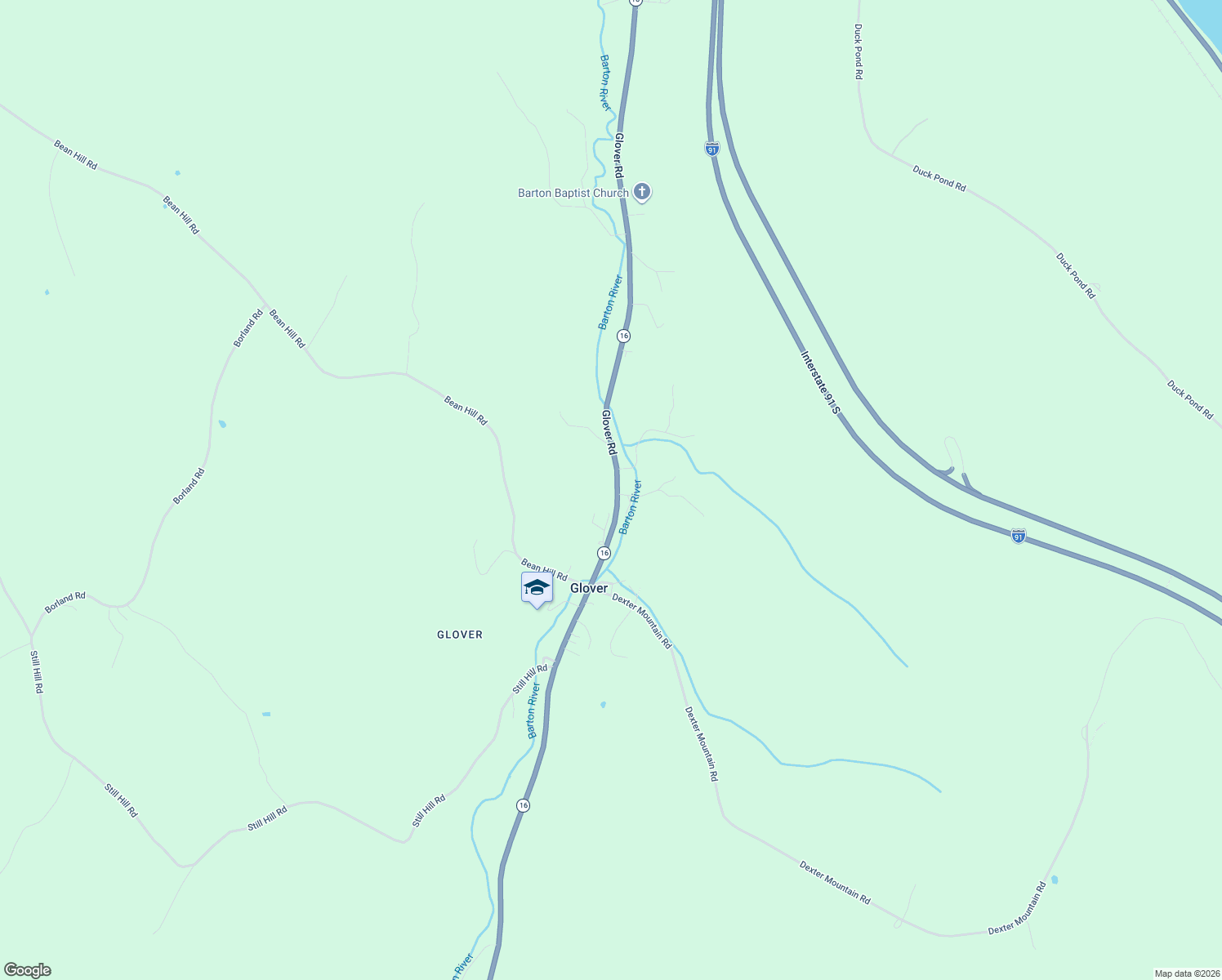 map of restaurants, bars, coffee shops, grocery stores, and more near 2656 Glover St in Glover