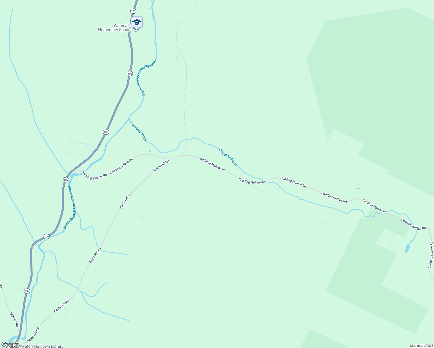 map of restaurants, bars, coffee shops, grocery stores, and more near 36 Hubbard Road in Waterville