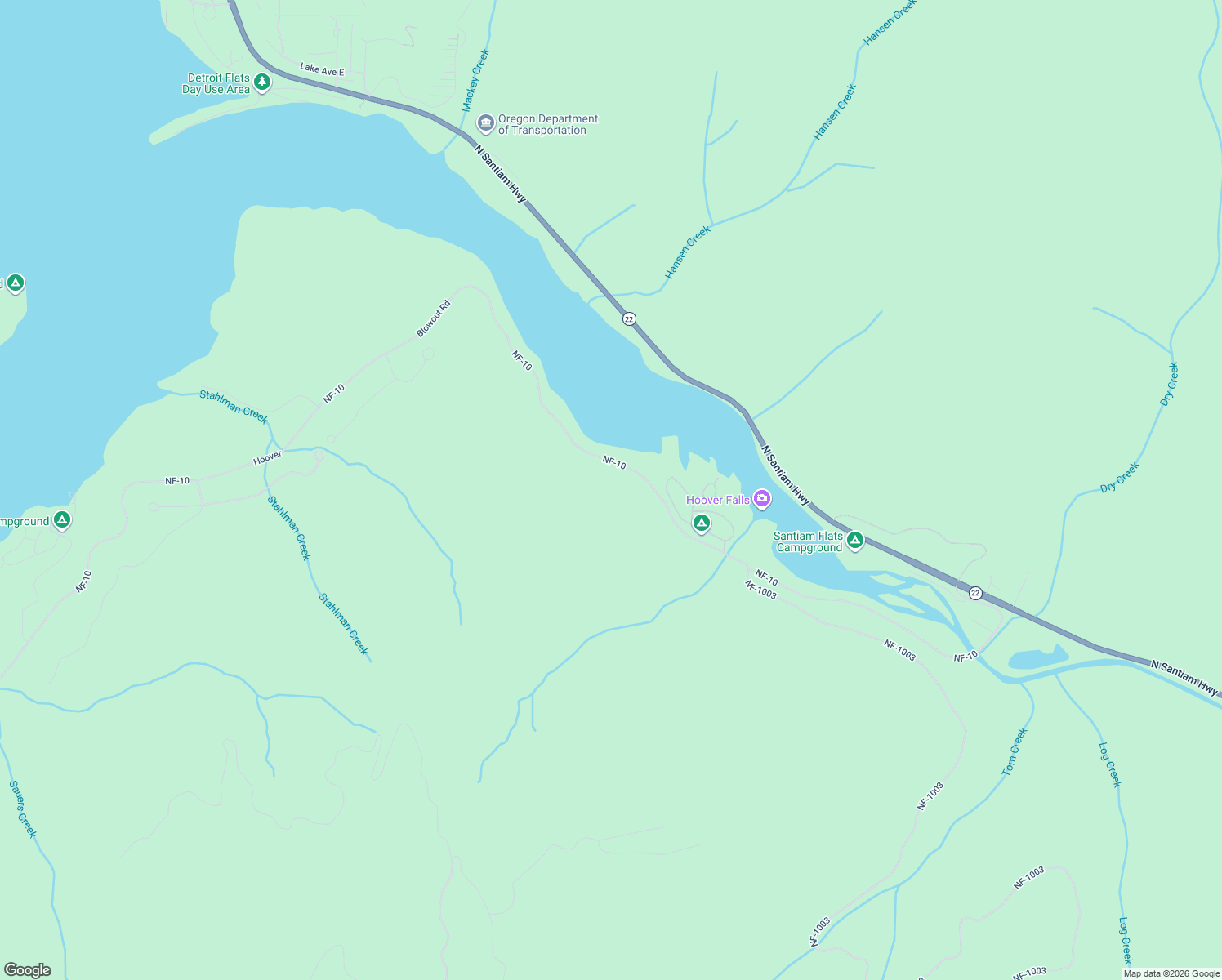 map of restaurants, bars, coffee shops, grocery stores, and more near 57700 Blowout Road in Idanha