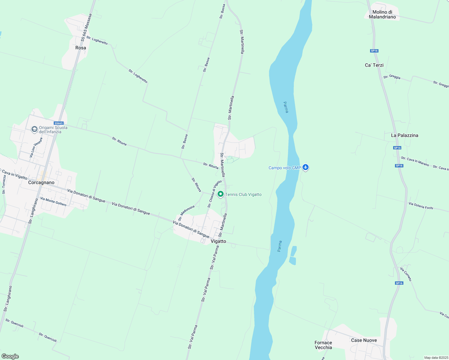 map of restaurants, bars, coffee shops, grocery stores, and more near 326 Strada Martinella in Vigatto