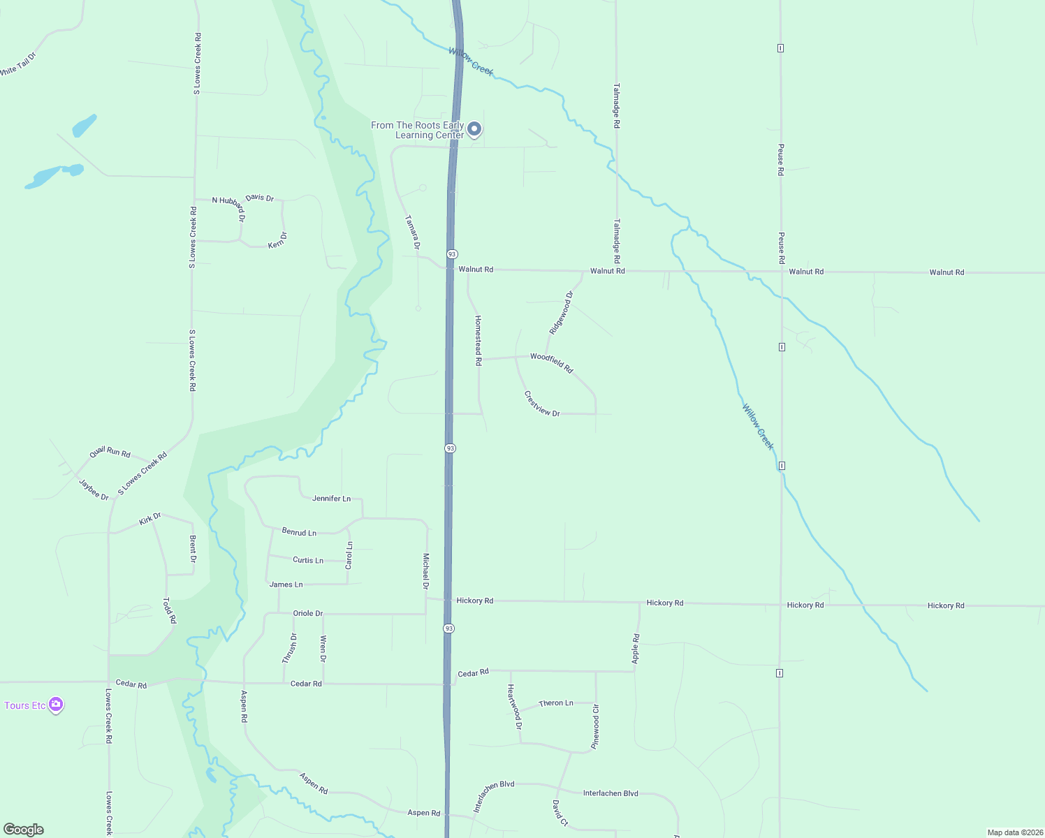 map of restaurants, bars, coffee shops, grocery stores, and more near S7700 Crestview Drive in Eau Claire