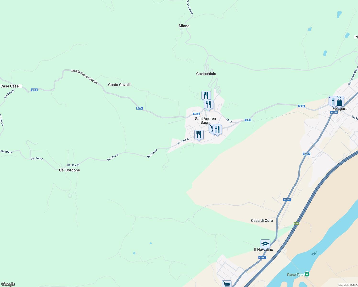 map of restaurants, bars, coffee shops, grocery stores, and more near 3 Strada Rocca in Sant'Andrea Bagni