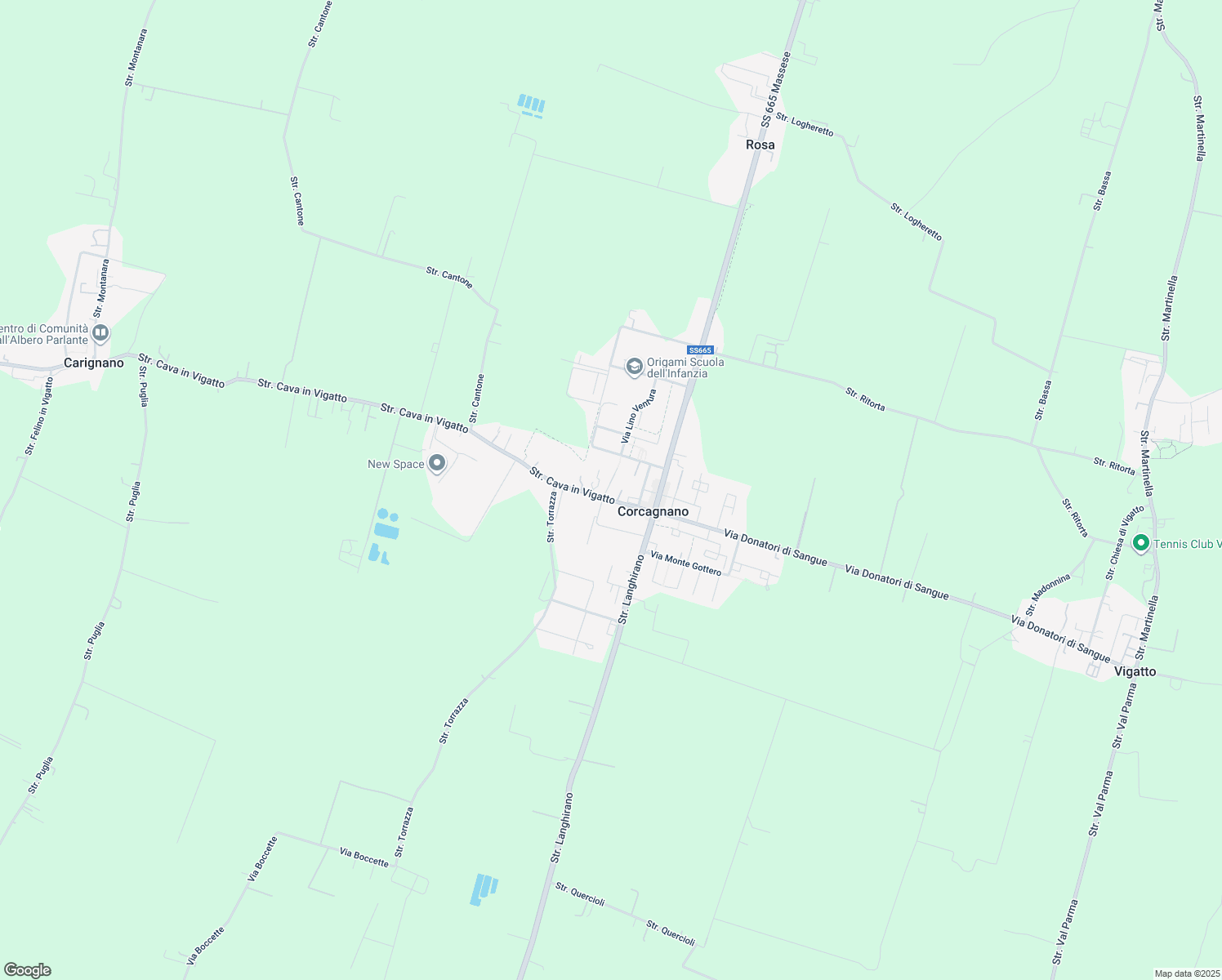 map of restaurants, bars, coffee shops, grocery stores, and more near 27 Strada Cava in Vigatto in Corcagnano