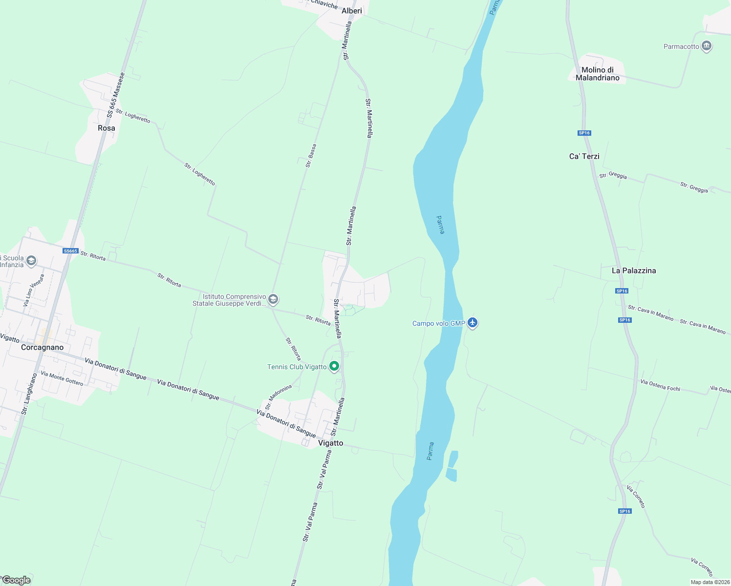 map of restaurants, bars, coffee shops, grocery stores, and more near 8 Strada Cartiera in Vigatto