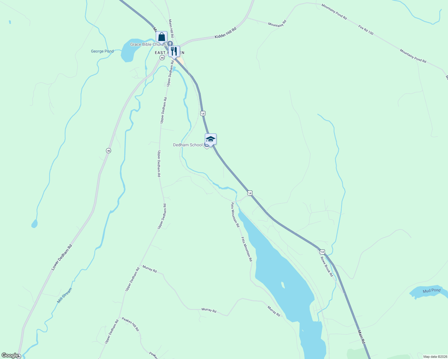 map of restaurants, bars, coffee shops, grocery stores, and more near 1 Brookside Drive in Dedham