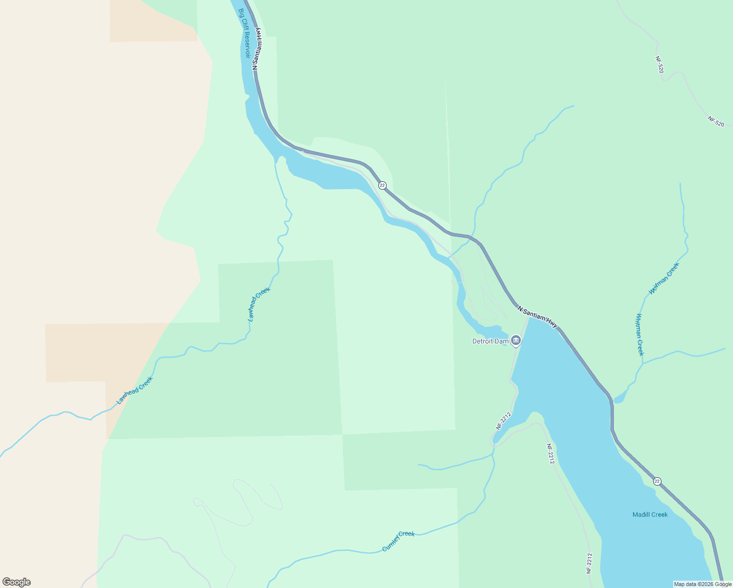 map of restaurants, bars, coffee shops, grocery stores, and more near National Forest Development Road 2212 in Gates