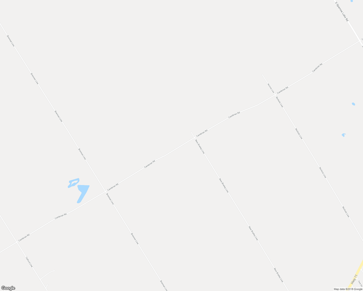 map of restaurants, bars, coffee shops, grocery stores, and more near Cambrian Road in Simcoe County