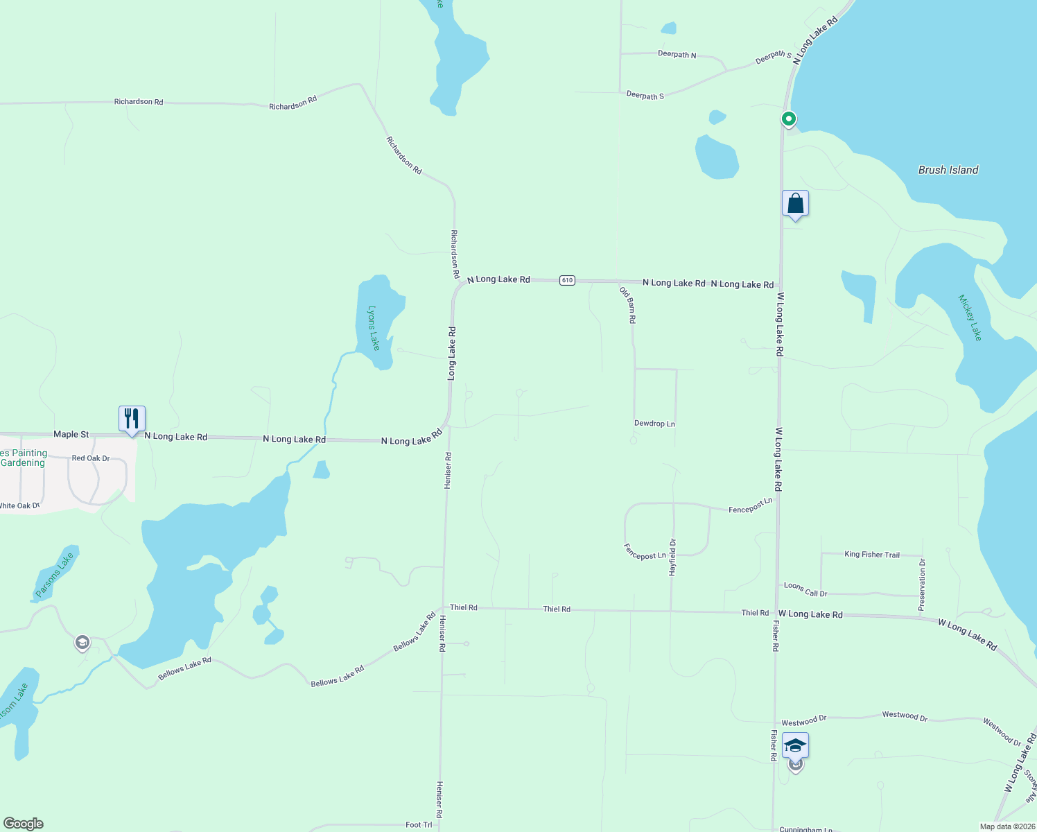 map of restaurants, bars, coffee shops, grocery stores, and more near Heather Ridge Road in Traverse City