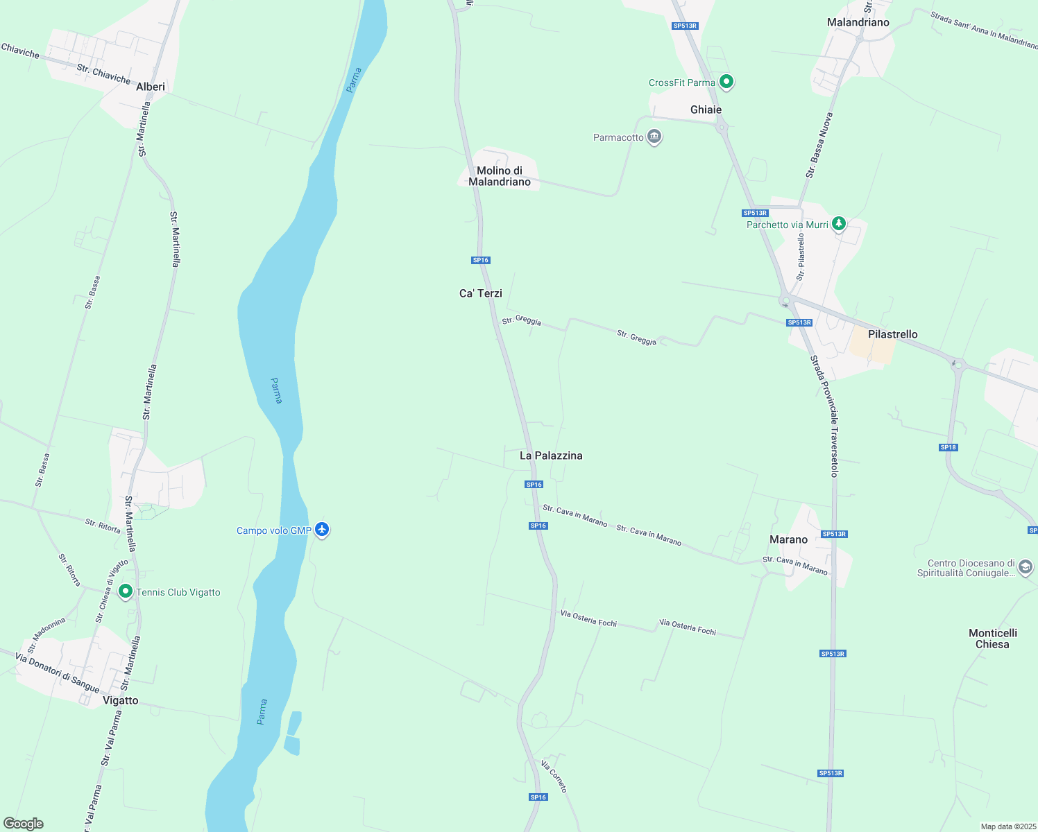 map of restaurants, bars, coffee shops, grocery stores, and more near 254 SP16 in Parma