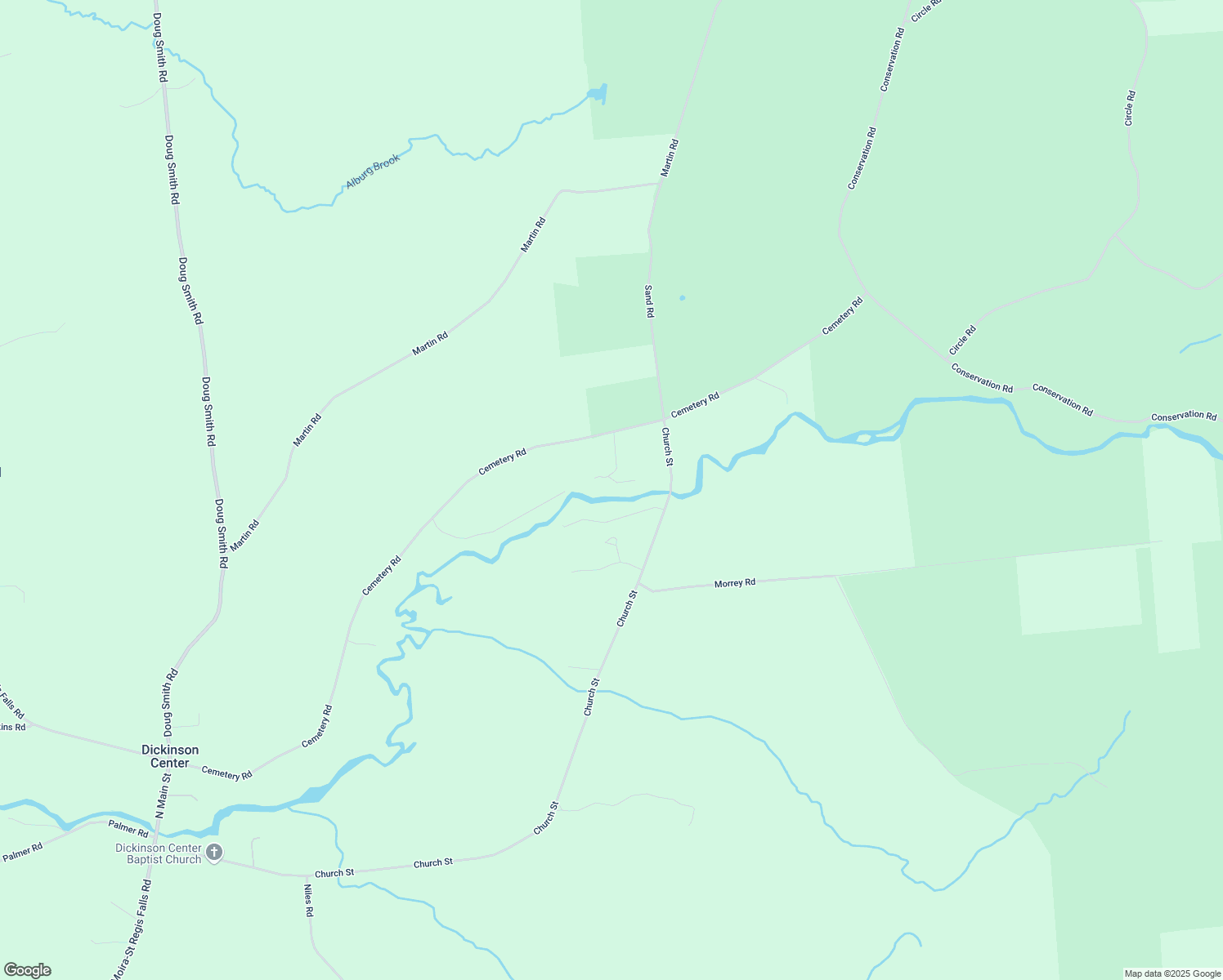 map of restaurants, bars, coffee shops, grocery stores, and more near 340 Cemetery St in Dickinson Center