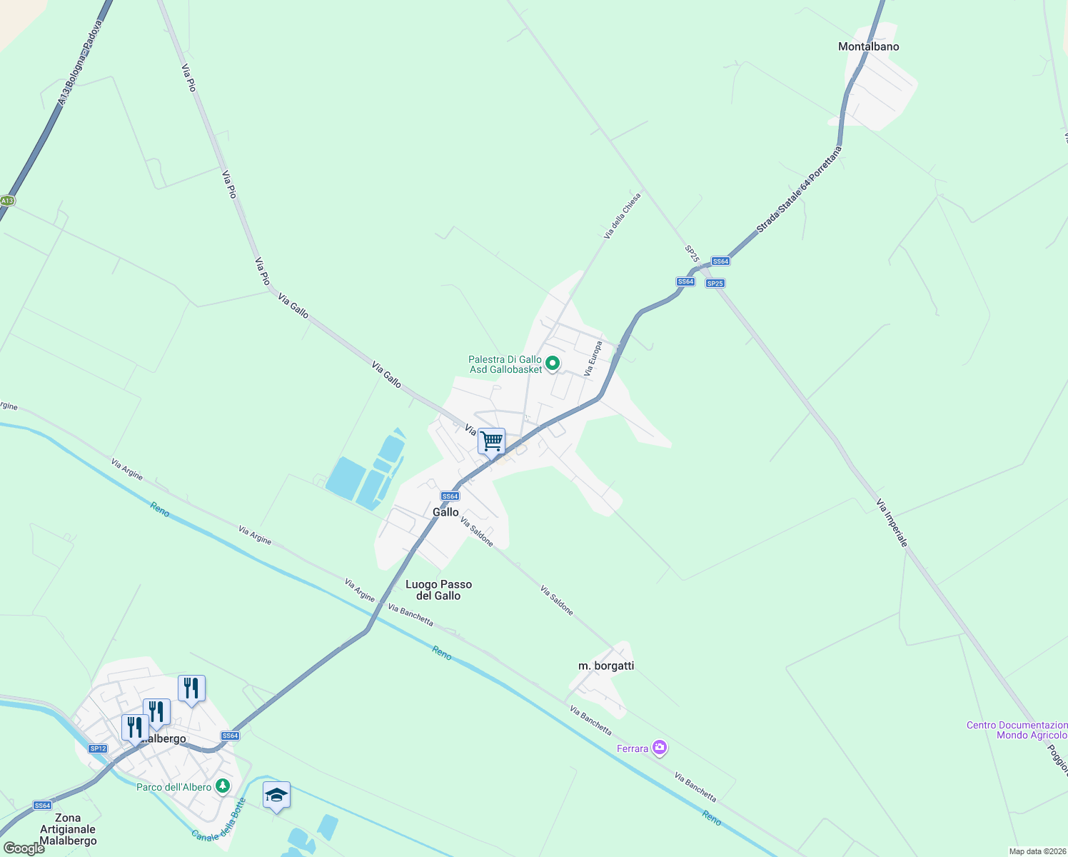 map of restaurants, bars, coffee shops, grocery stores, and more near 91 Via Nazionale in Gallo