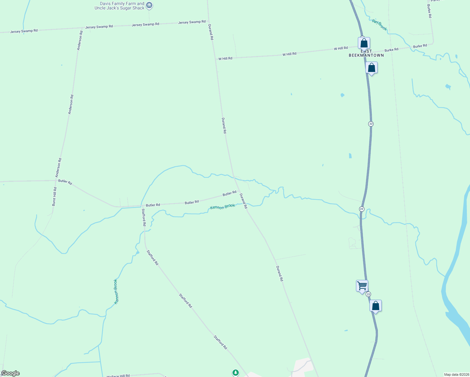map of restaurants, bars, coffee shops, grocery stores, and more near 2 Butler Road in Plattsburgh