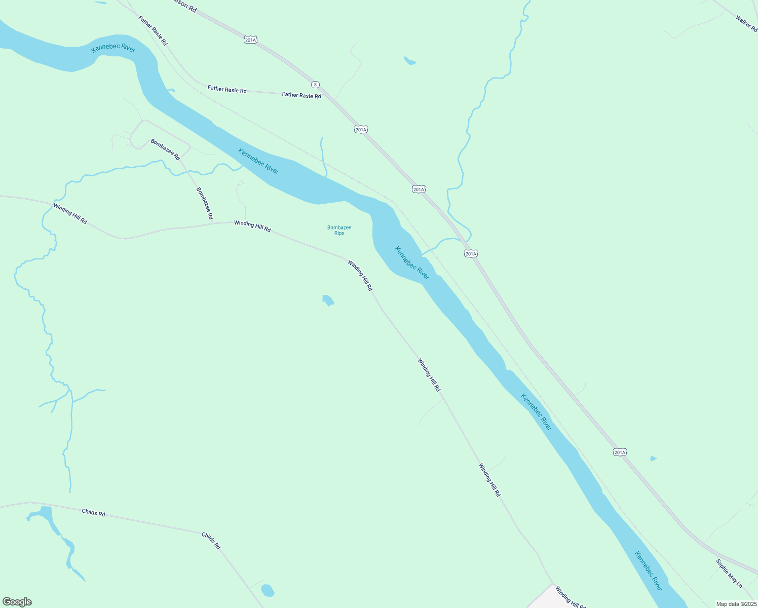 map of restaurants, bars, coffee shops, grocery stores, and more near Winding Hill Road in Norridgewock