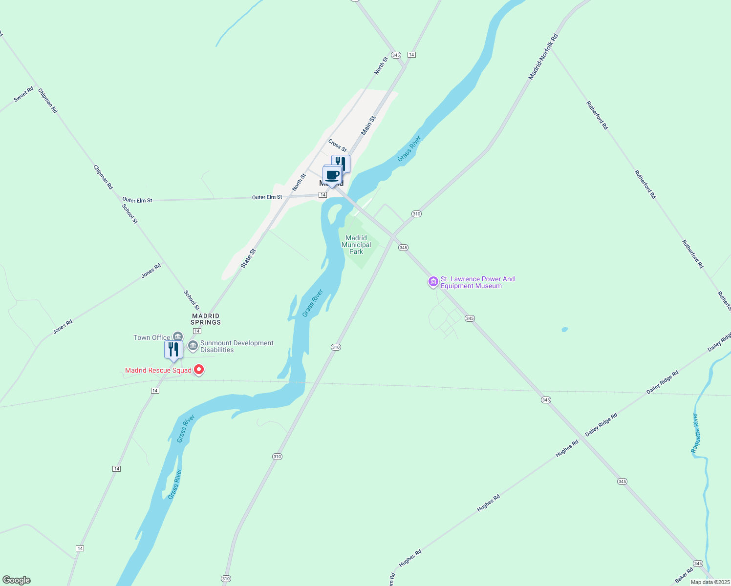 map of restaurants, bars, coffee shops, grocery stores, and more near 2220 Highway 310 in Madrid