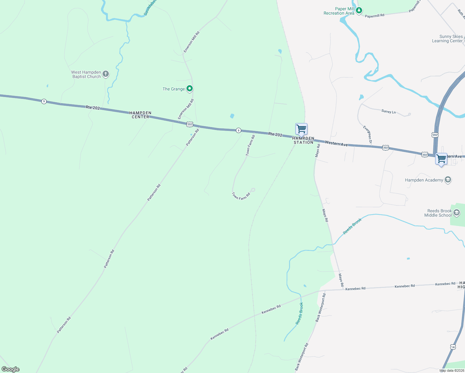 map of restaurants, bars, coffee shops, grocery stores, and more near 70 Town Farm Road in Hampden