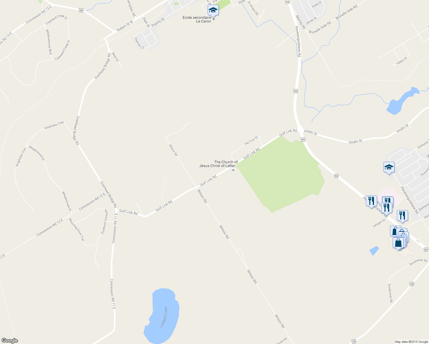 map of restaurants, bars, coffee shops, grocery stores, and more near 1600-1660 Golf Link Road in Midland