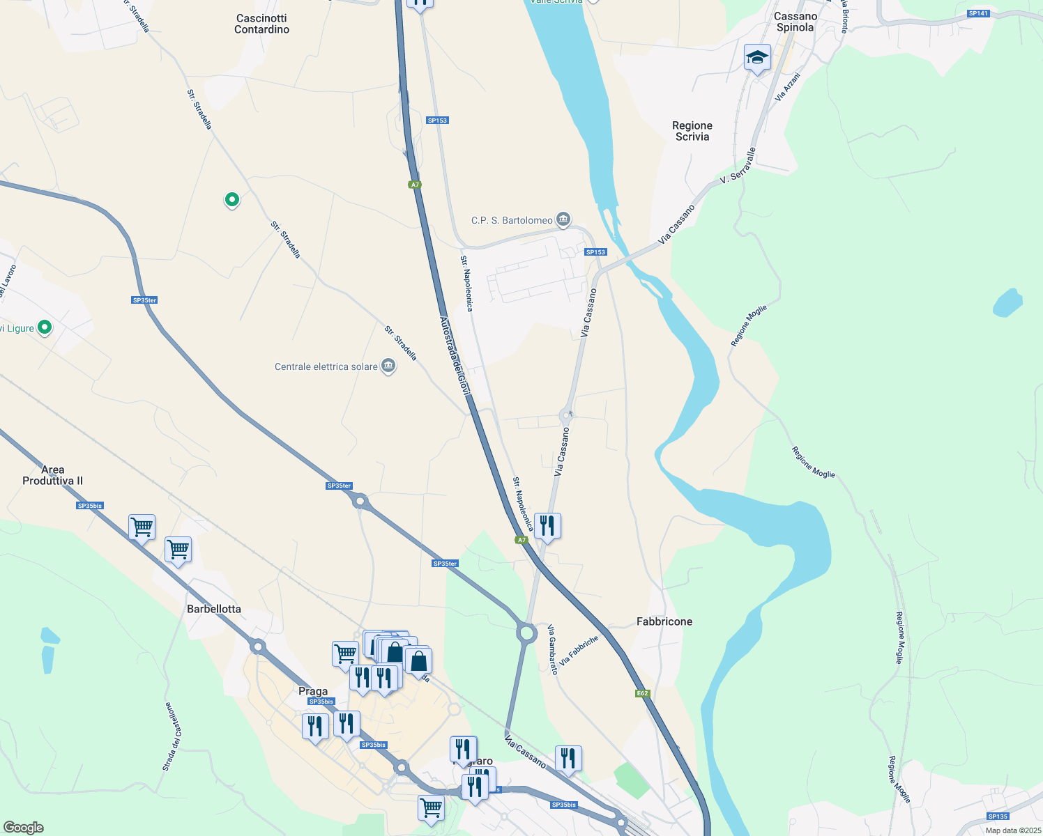 map of restaurants, bars, coffee shops, grocery stores, and more near in Serravalle Scrivia