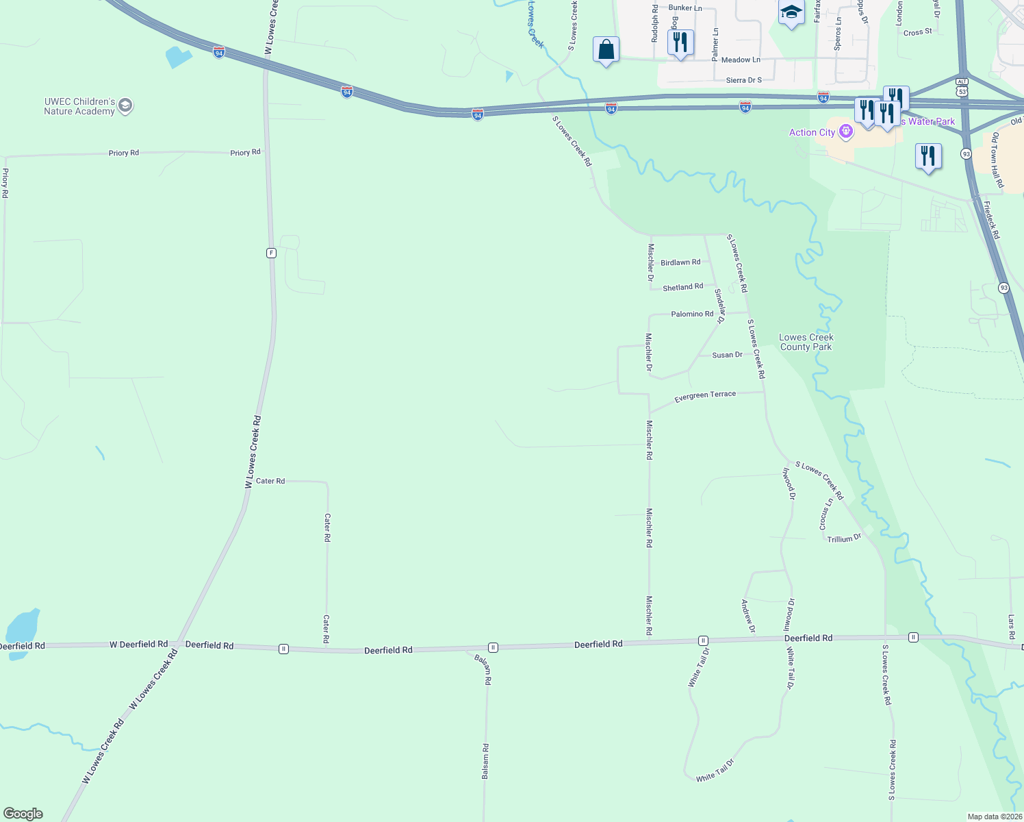 map of restaurants, bars, coffee shops, grocery stores, and more near 804 Rainetta Drive in Eau Claire