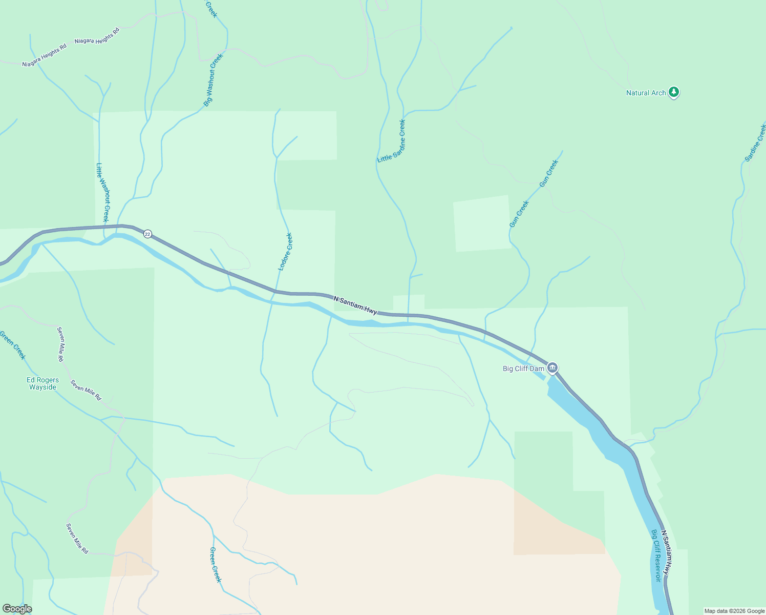 map of restaurants, bars, coffee shops, grocery stores, and more near 37989 North Santiam Highway in Gates