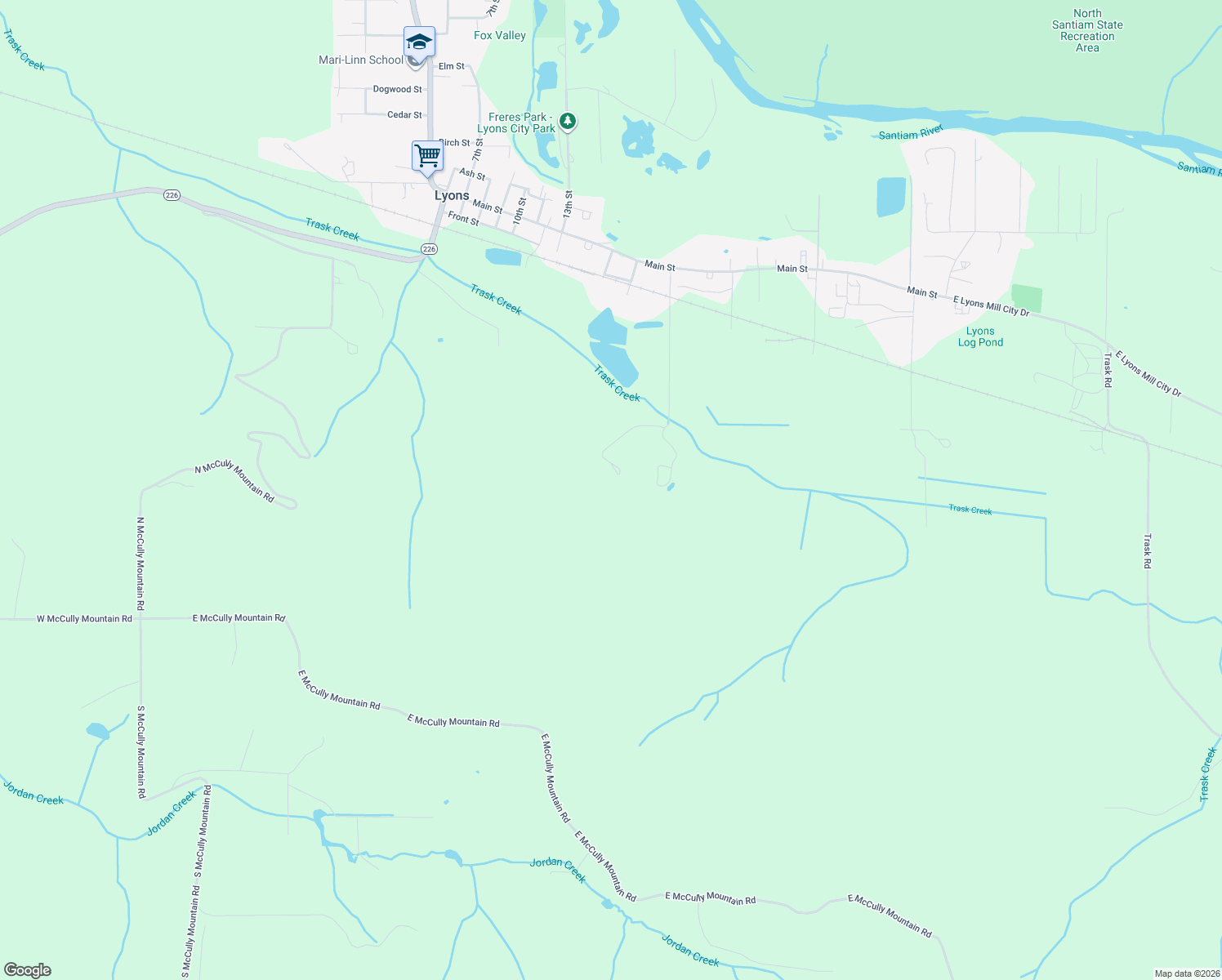 map of restaurants, bars, coffee shops, grocery stores, and more near 40782 16th Street in Lyons