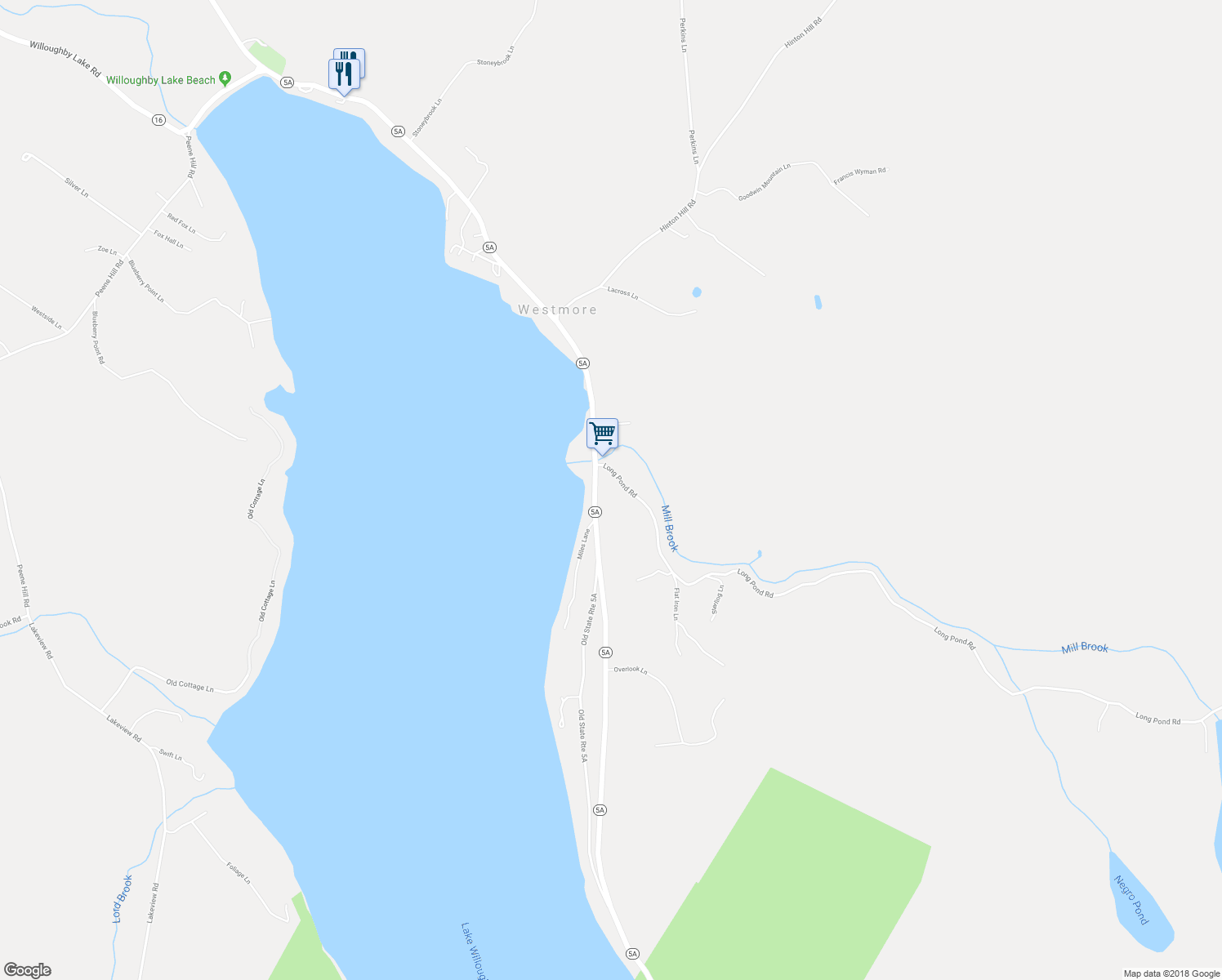 map of restaurants, bars, coffee shops, grocery stores, and more near 138 Long Pond Road in Westmore