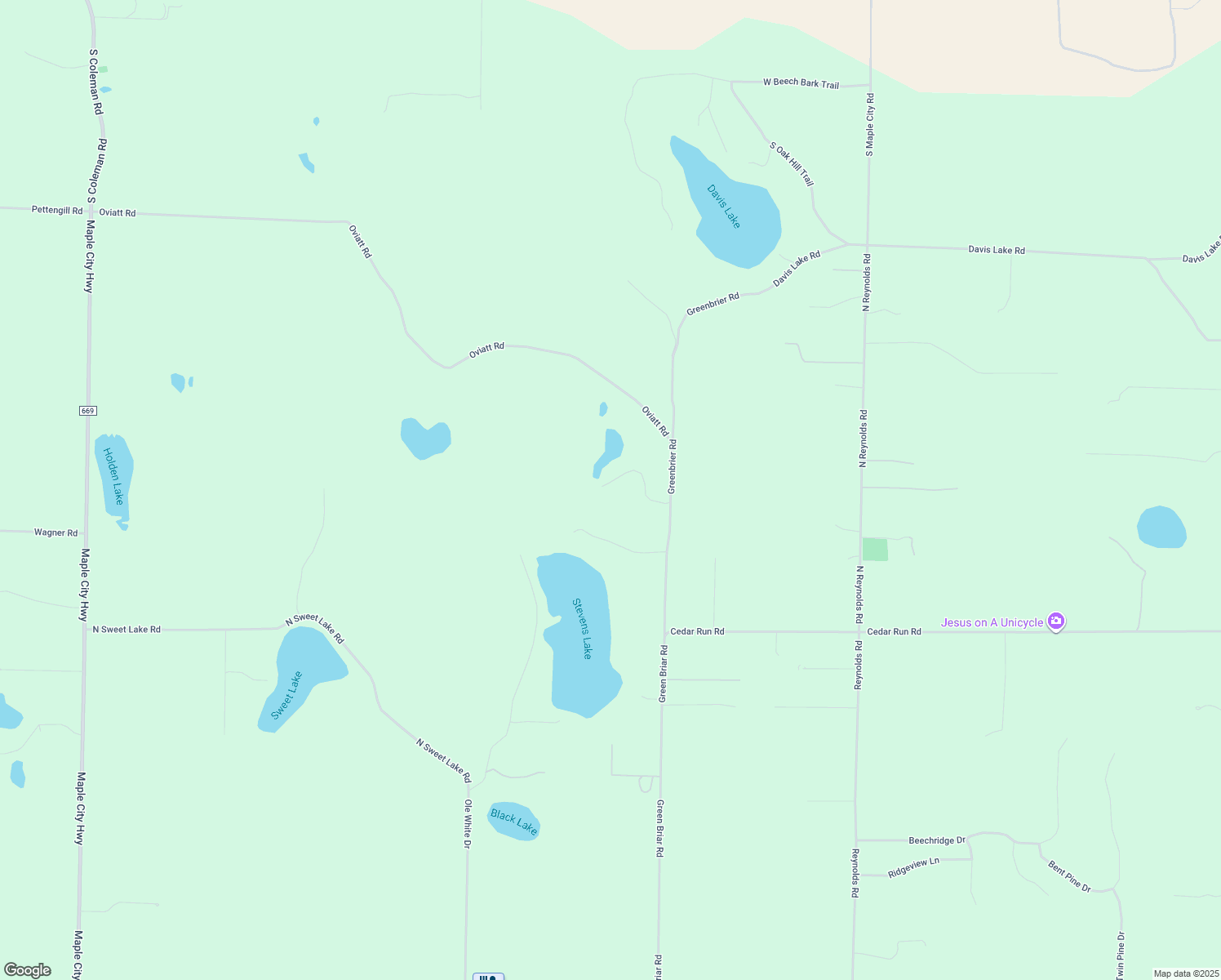 map of restaurants, bars, coffee shops, grocery stores, and more near 18383 Indian Springs Road in Lake Ann