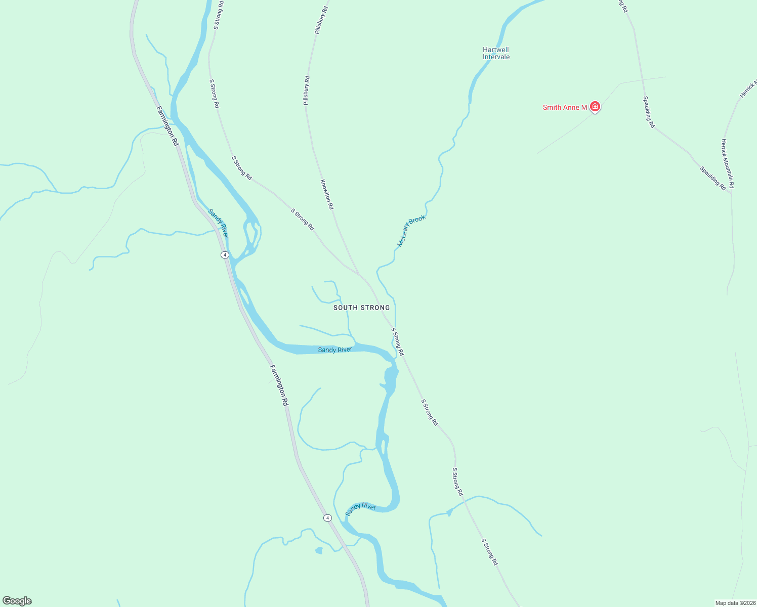 map of restaurants, bars, coffee shops, grocery stores, and more near South Strong Road in Strong