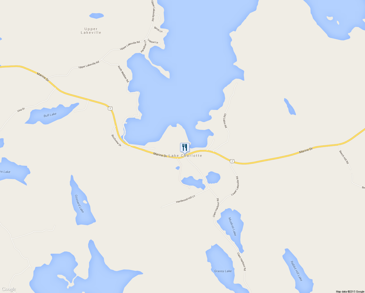 map of restaurants, bars, coffee shops, grocery stores, and more near 29 Marilyn Drive in Lake Charlotte