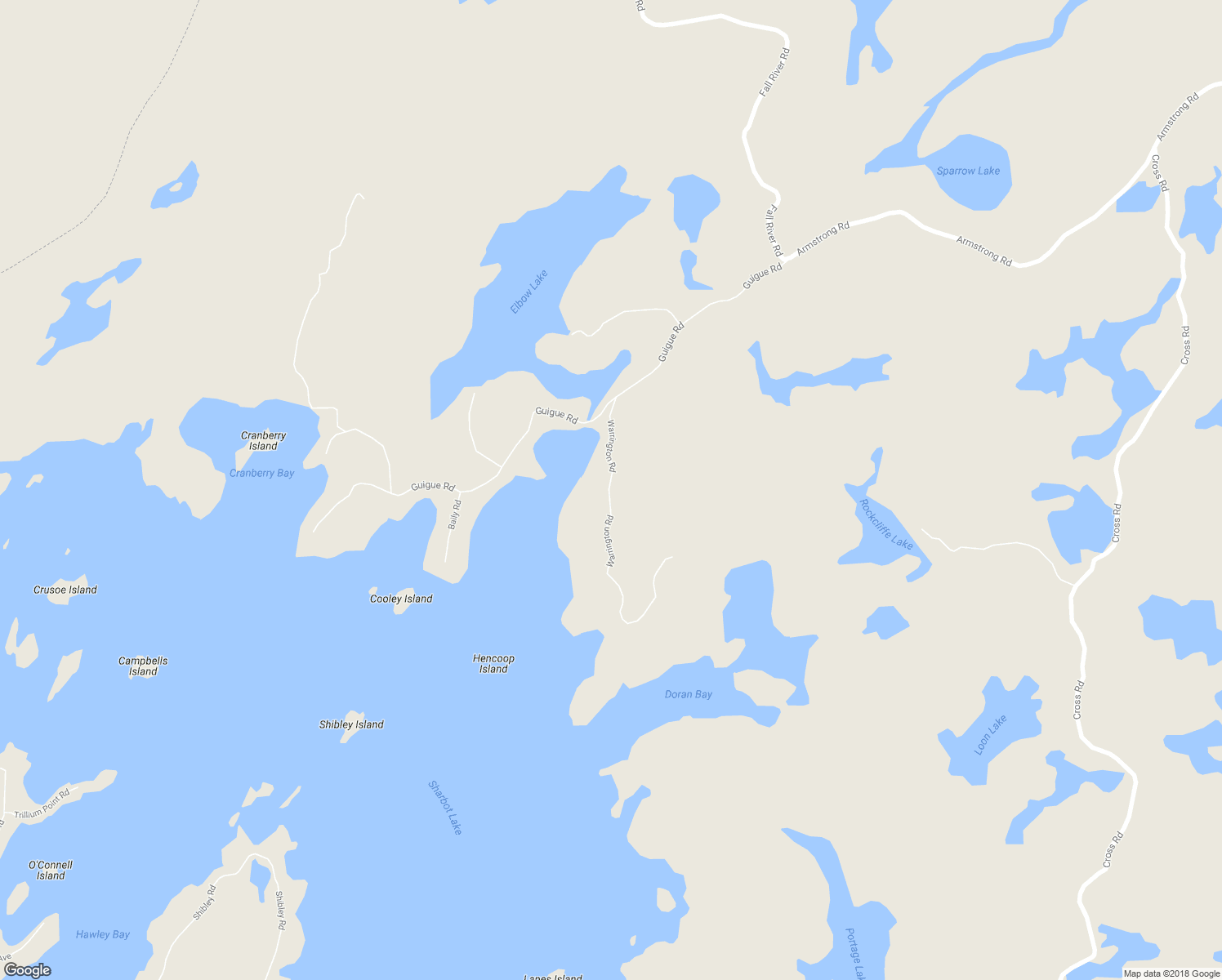 map of restaurants, bars, coffee shops, grocery stores, and more near 1120 Warrington Road in Sharbot Lake