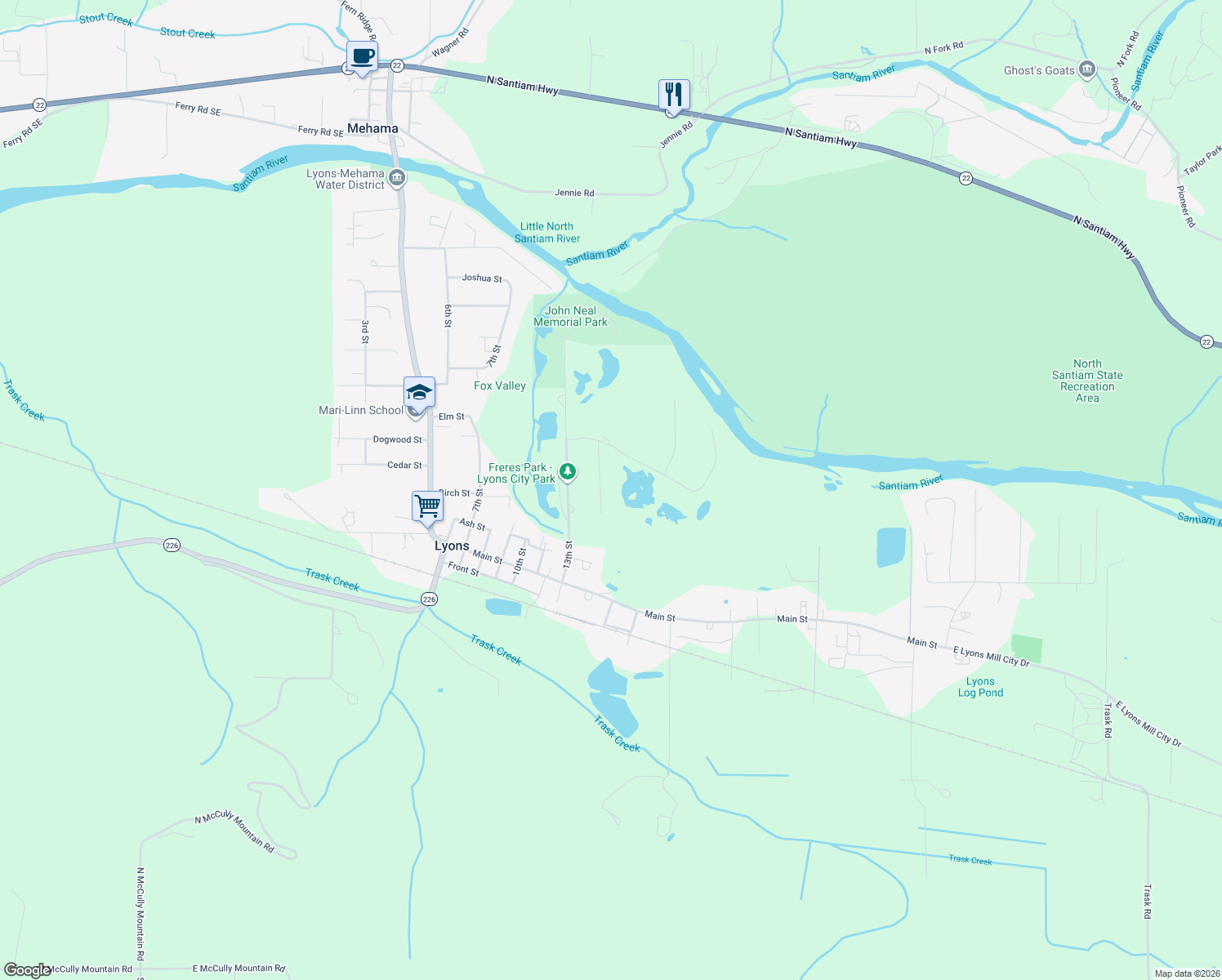 map of restaurants, bars, coffee shops, grocery stores, and more near 436 14th Street in Lyons