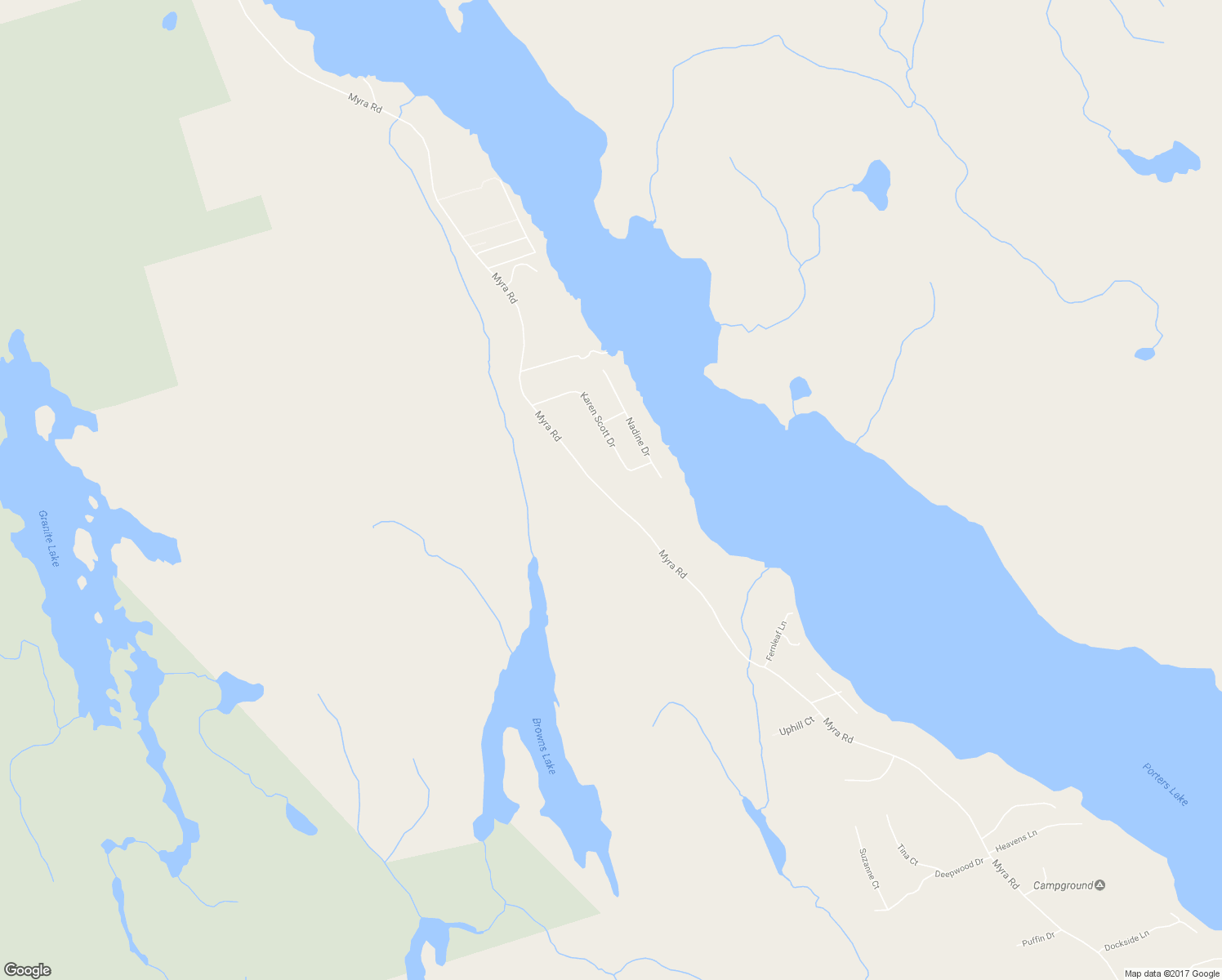 map of restaurants, bars, coffee shops, grocery stores, and more near 1269 Myra Road in Porters Lake