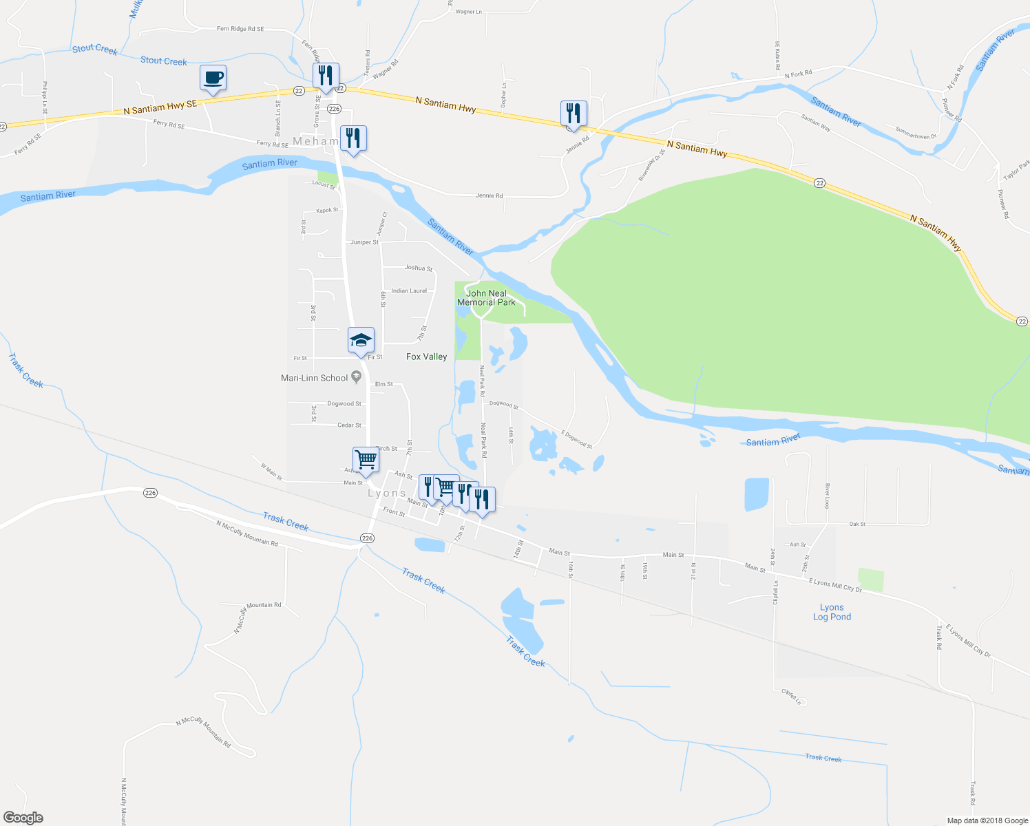 map of restaurants, bars, coffee shops, grocery stores, and more near 538 14th Street in Lyons