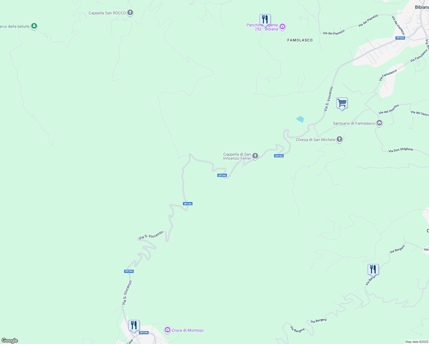 map of restaurants, bars, coffee shops, grocery stores, and more near 183 Via San Vincenzo in Provincia di Cuneo