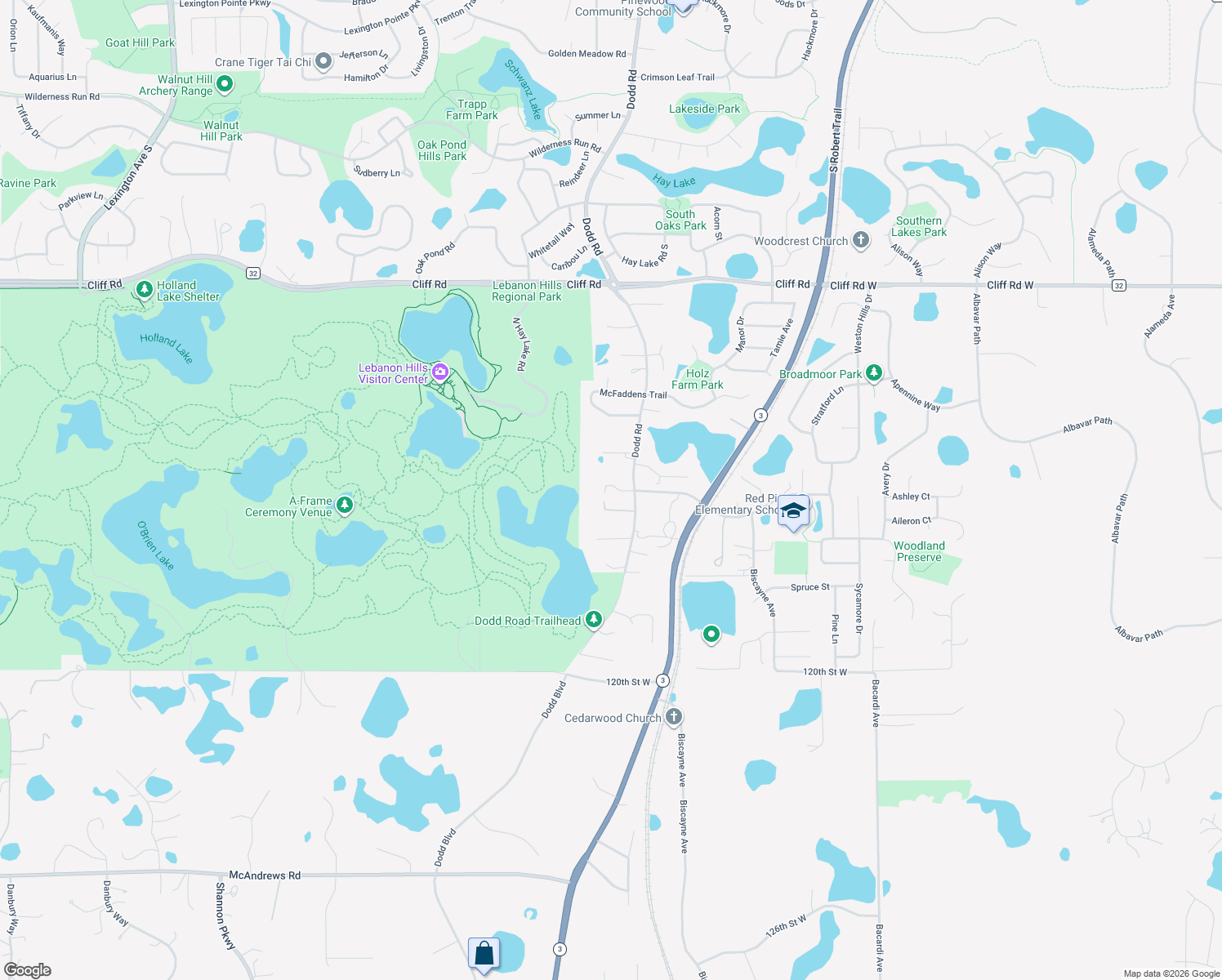 map of restaurants, bars, coffee shops, grocery stores, and more near 675 Red Pine Ln in Eagan