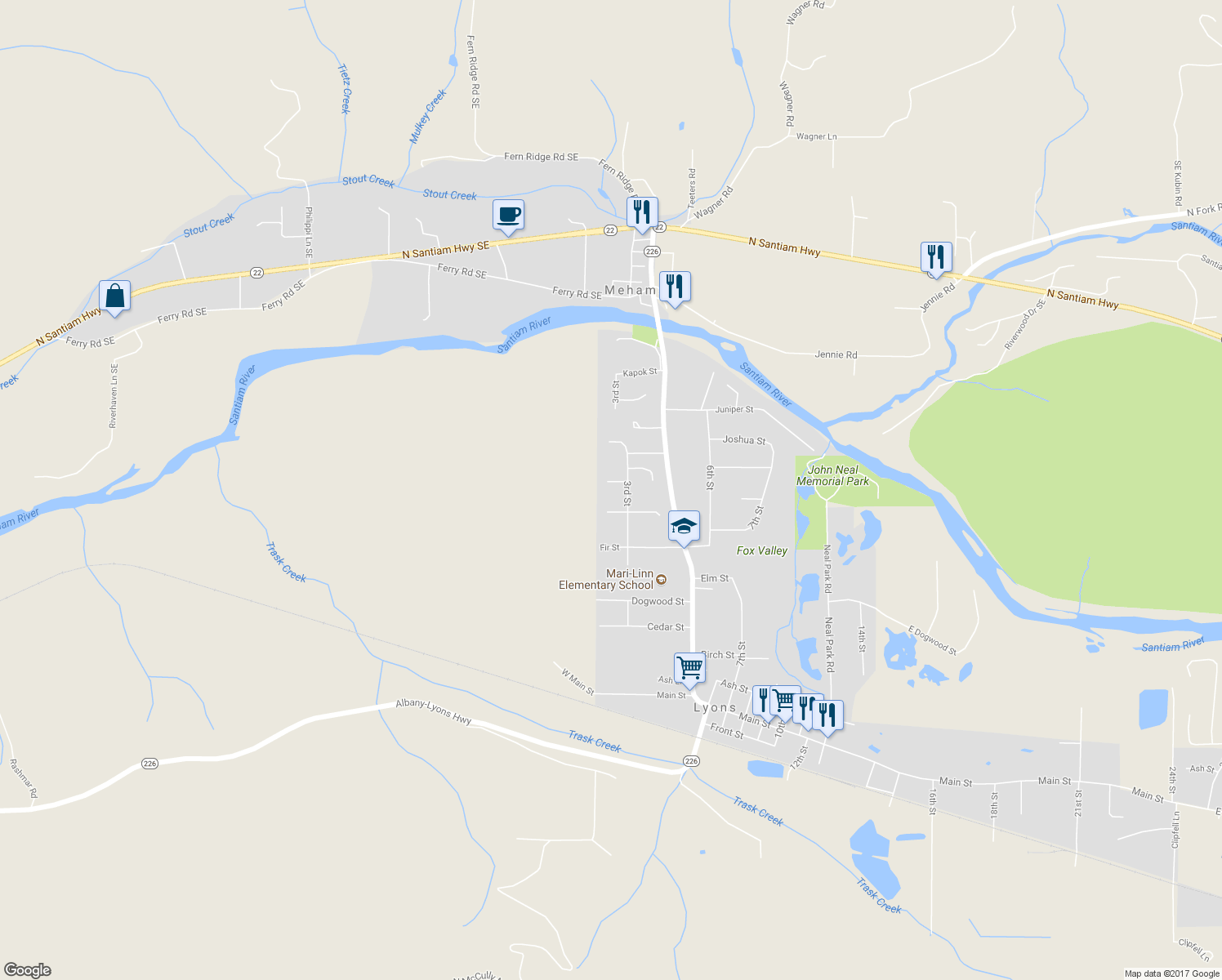 map of restaurants, bars, coffee shops, grocery stores, and more near 294 Hemlock Ct in Lyons