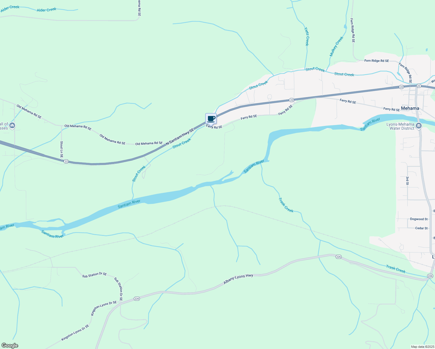 map of restaurants, bars, coffee shops, grocery stores, and more near 11866 Riverhaven Lane Southeast in Stayton