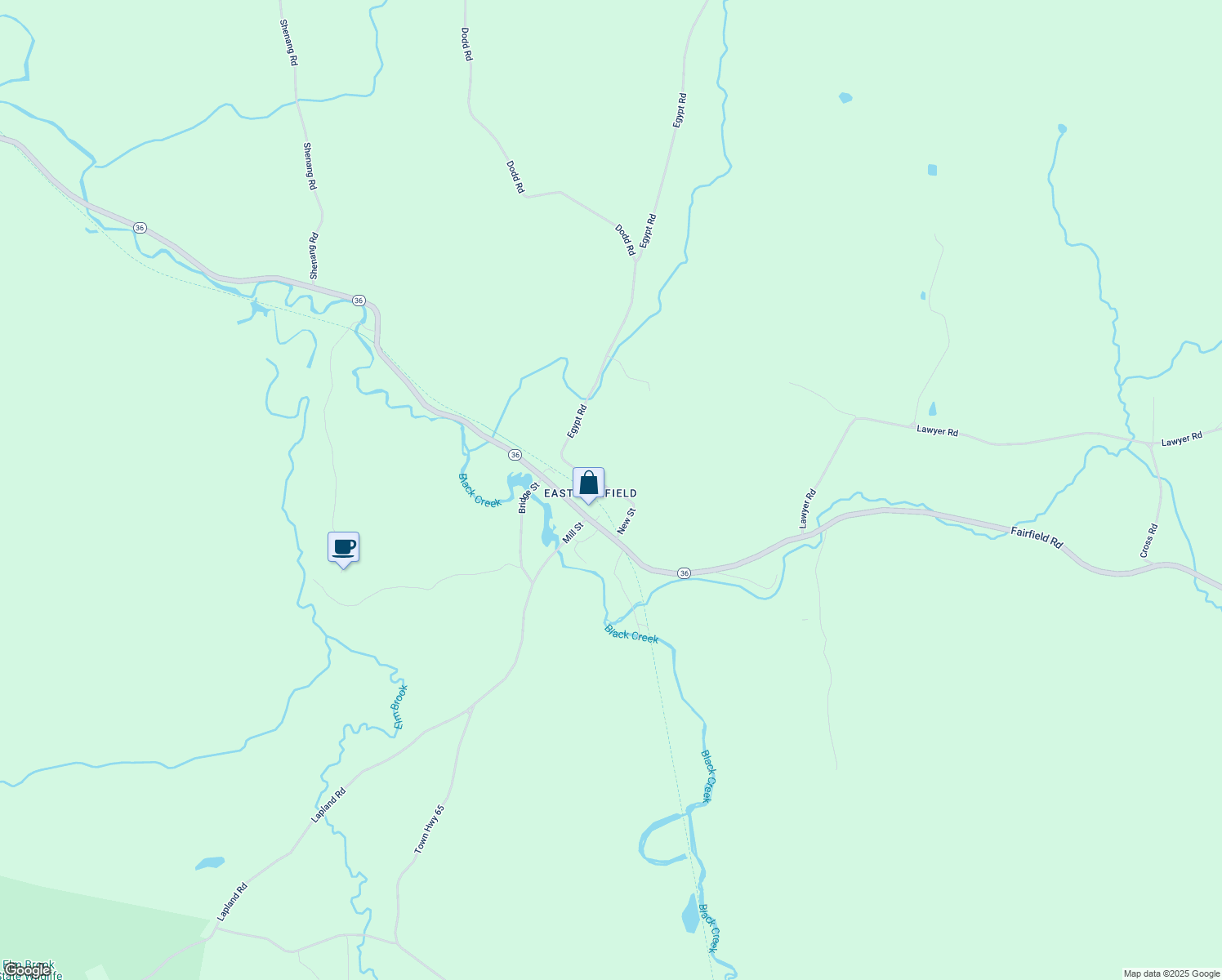 map of restaurants, bars, coffee shops, grocery stores, and more near 181 New Street in Fairfield