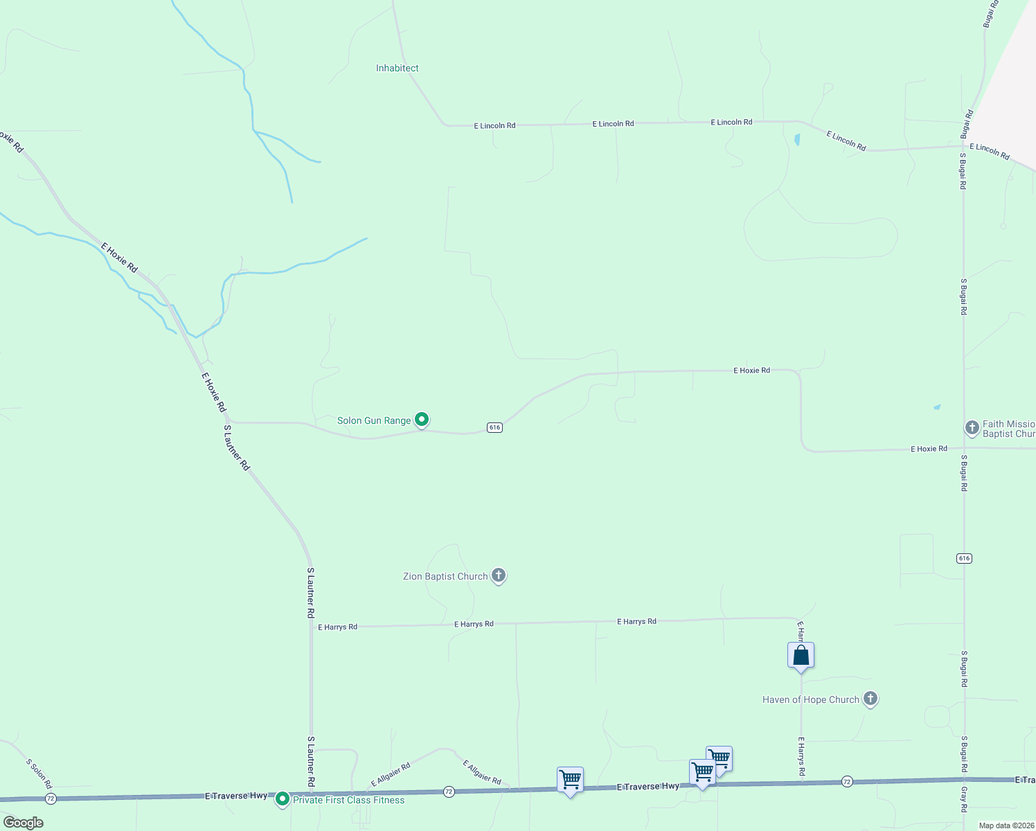 map of restaurants, bars, coffee shops, grocery stores, and more near 5897-6745 East Hoxie Road in Leelanau