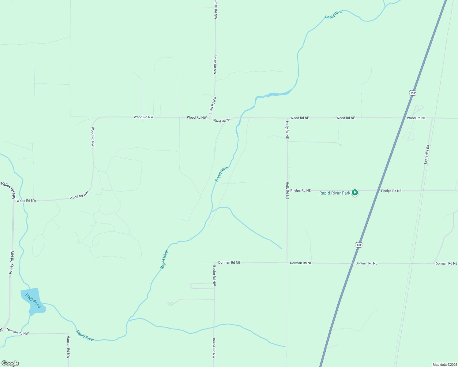 map of restaurants, bars, coffee shops, grocery stores, and more near 141 Butternut Drive Northeast in Kalkaska